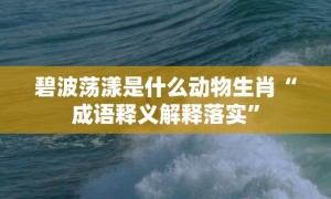 碧波荡漾是什么动物生肖“成语释义解释落实”