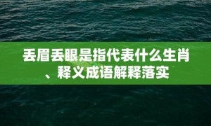 丢眉丢眼是指代表什么生肖、释义成语解释落实