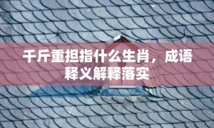 千斤重担指什么生肖，成语释义解释落实