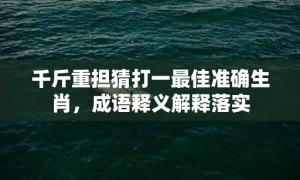 千斤重担猜打一最佳准确生肖，成语释义解释落实