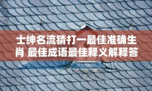 士绅名流猜打一最佳准确生肖 最佳成语最佳释义解释答