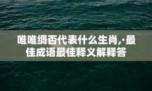 唯唯绸否代表什么生肖,·最佳成语最佳释义解释答