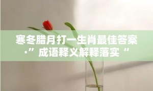 寒冬腊月打一生肖最佳答案·”成语释义解释落实“