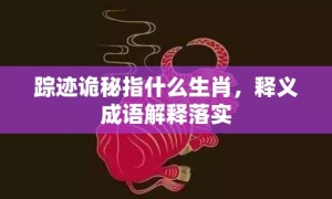 踪迹诡秘指什么生肖，释义成语解释落实