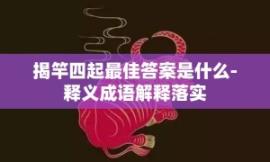 揭竿四起最佳答案是什么-释义成语解释落实