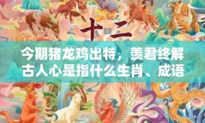 今期猪龙鸡出特，羡君终解古人心是指什么生肖、成语释义解释落实