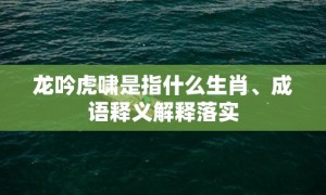 龙吟虎啸是指什么生肖、成语释义解释落实