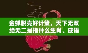 金蝉脱壳好计策，天下无双绝无二是指什么生肖、成语释义解释落实