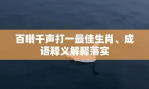 百啭千声打一最佳生肖、成语释义解释落实