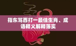 指东骂西打一最佳生肖、成语释义解释落实