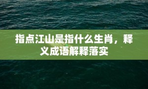 指点江山是指什么生肖，释义成语解释落实