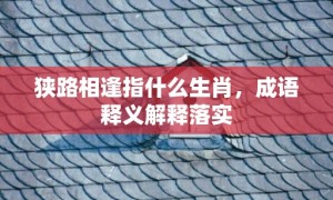 狭路相逢指什么生肖，成语释义解释落实