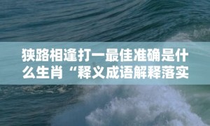 狭路相逢打一最佳准确是什么生肖“释义成语解释落实”