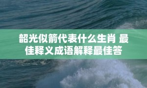 韶光似箭代表什么生肖 最佳释义成语解释最佳答