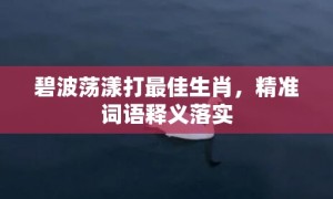 碧波荡漾打最佳生肖，精准词语释义落实