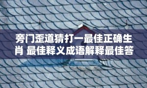 旁门歪道猜打一最佳正确生肖 最佳释义成语解释最佳答