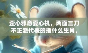 歪心邪意耍心机，两面三刀不正派代表的指什么生肖，猜一准确生肖成语落实释义