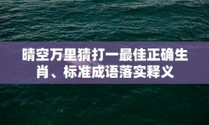 晴空万里猜打一最佳正确生肖、标准成语落实释义