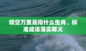 晴空万里是指什么生肖、标准成语落实释义