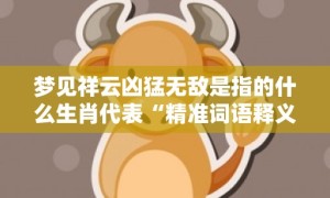 梦见祥云凶猛无敌是指的什么生肖代表“精准词语释义落实”