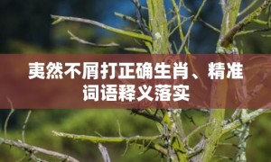 夷然不屑打正确生肖、精准词语释义落实