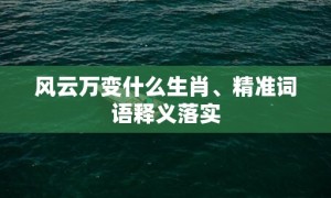 风云万变什么生肖、精准词语释义落实