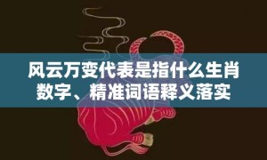 风云万变代表是指什么生肖数字、精准词语释义落实