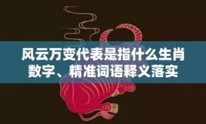 风云万变代表是指什么生肖数字、精准词语释义落实