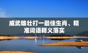 威武雄壮打一最佳生肖、精准词语释义落实