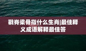 戳脊梁骨指什么生肖|最佳释义成语解释最佳答