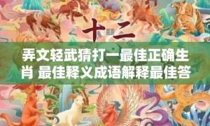 弄文轻武猜打一最佳正确生肖 最佳释义成语解释最佳答