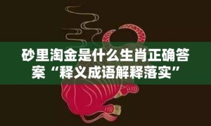 砂里淘金是什么生肖正确答案“释义成语解释落实”