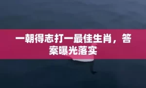 一朝得志打一最佳生肖，答案曝光落实