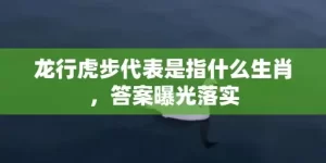 龙行虎步代表是指什么生肖，答案曝光落实