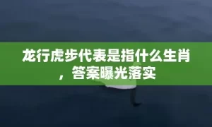 龙行虎步代表是指什么生肖，答案曝光落实