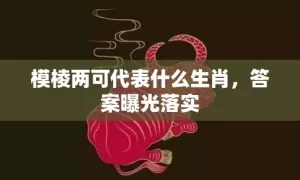 模棱两可代表什么生肖，答案曝光落实