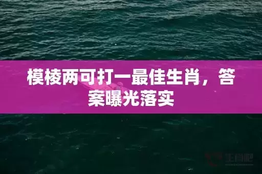 模棱两可打一最佳生肖，答案曝光落实