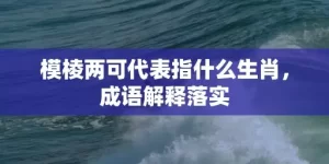 模棱两可代表指什么生肖，成语解释落实