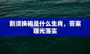 割须换袍是什么生肖，答案曝光落实