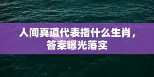 人间真道代表指什么生肖，答案曝光落实