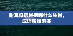 附耳低语是指哪什么生肖，成语解释落实