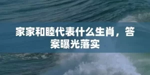 家家和睦代表什么生肖，答案曝光落实