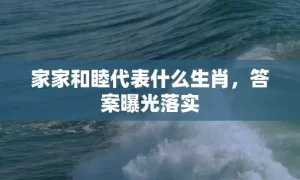 家家和睦代表什么生肖，答案曝光落实