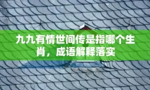 九九有情世间传是指哪个生肖，成语解释落实