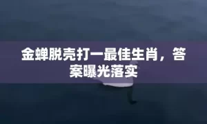 金蝉脱壳打一最佳生肖，答案曝光落实