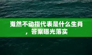 嵬然不动指代表是什么生肖，答案曝光落实