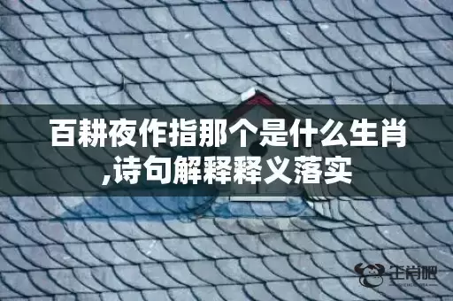 百耕夜作指那个是什么生肖,诗句解释释义落实