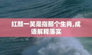 红颜一笑是指那个生肖,成语解释落实