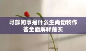 寻衅闹事是什么生肖动物作答全面解释落实