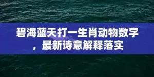 碧海蓝天打一生肖动物数字，最新诗意解释落实